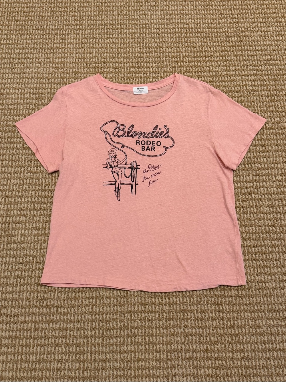 Re/Done Blondie’s Rodeo Bar Pink Classic Tee Small